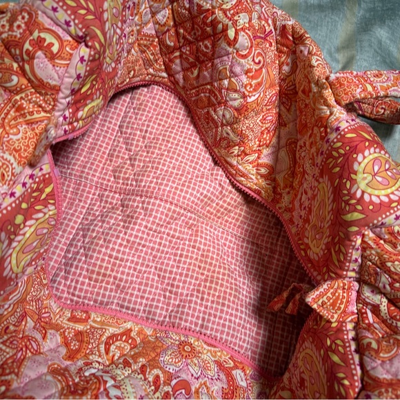 Vera Bradley Small Duffle Bag- Orange, Pink Yellow Paisley - Picture 2 of 3